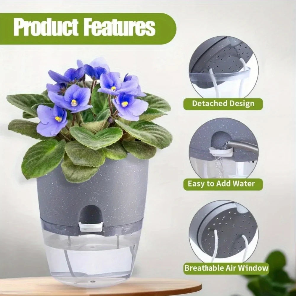 Self-Watering Plastic Flower Pots (5/10PCS)